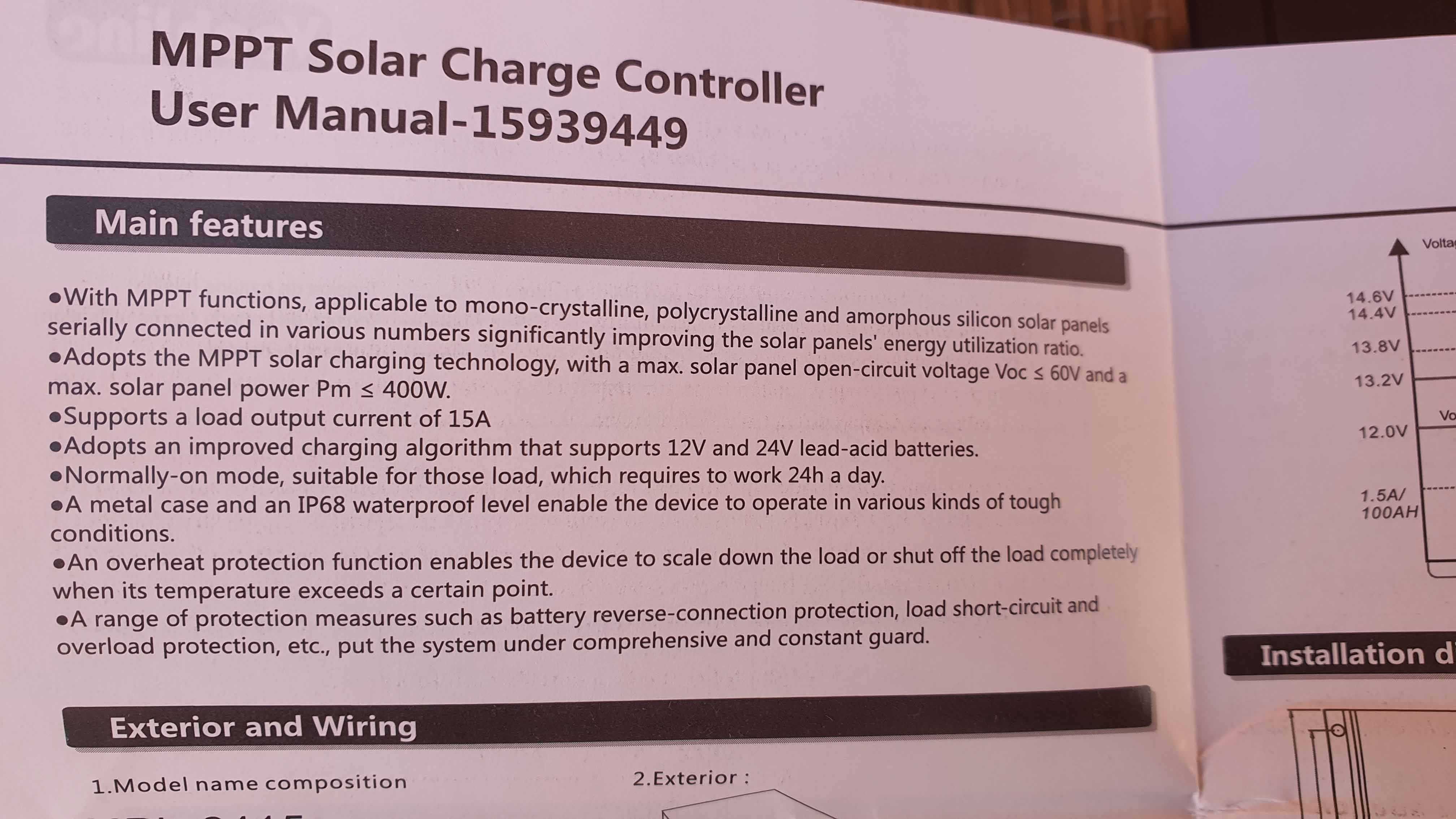 MPPT Vechline 15939449  controler solar 15 A capsulat, nou,cu garantie