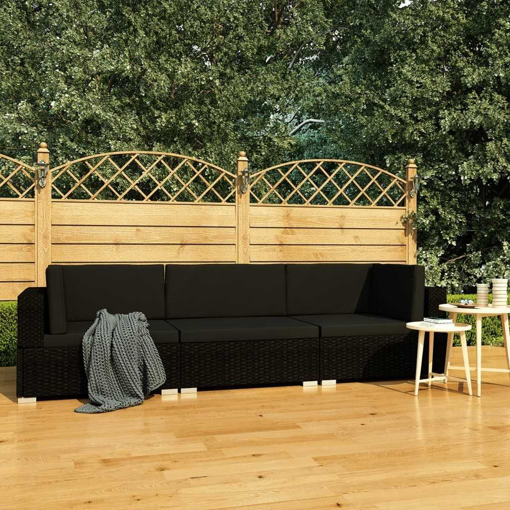 Set mobilier de gradina/terasa canapea/coltar Negru Ratan ATICO