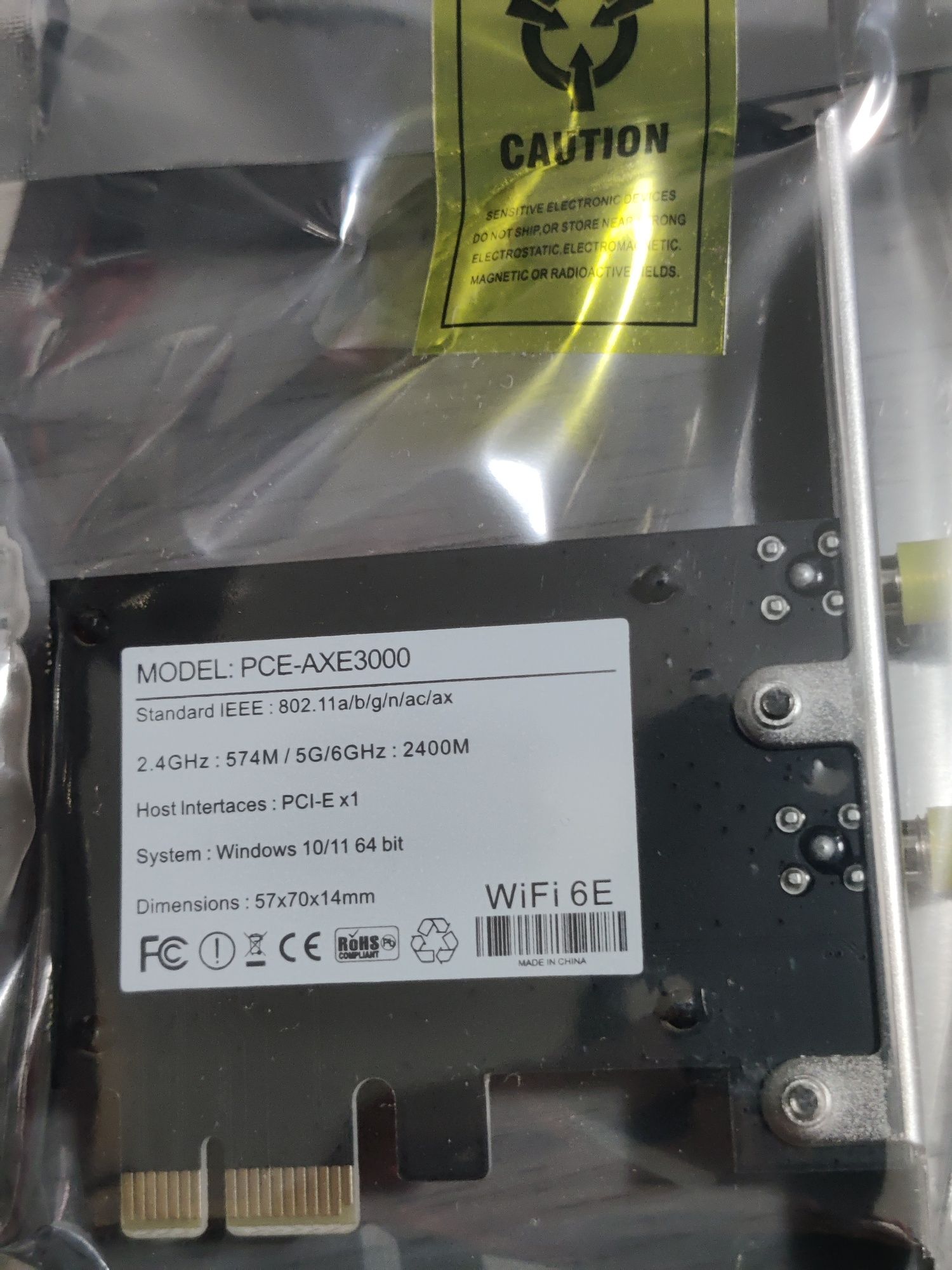 Placa de retea WIFI 6e AXE3000  PCI-E Bluetooth 5.3  Intel AX210