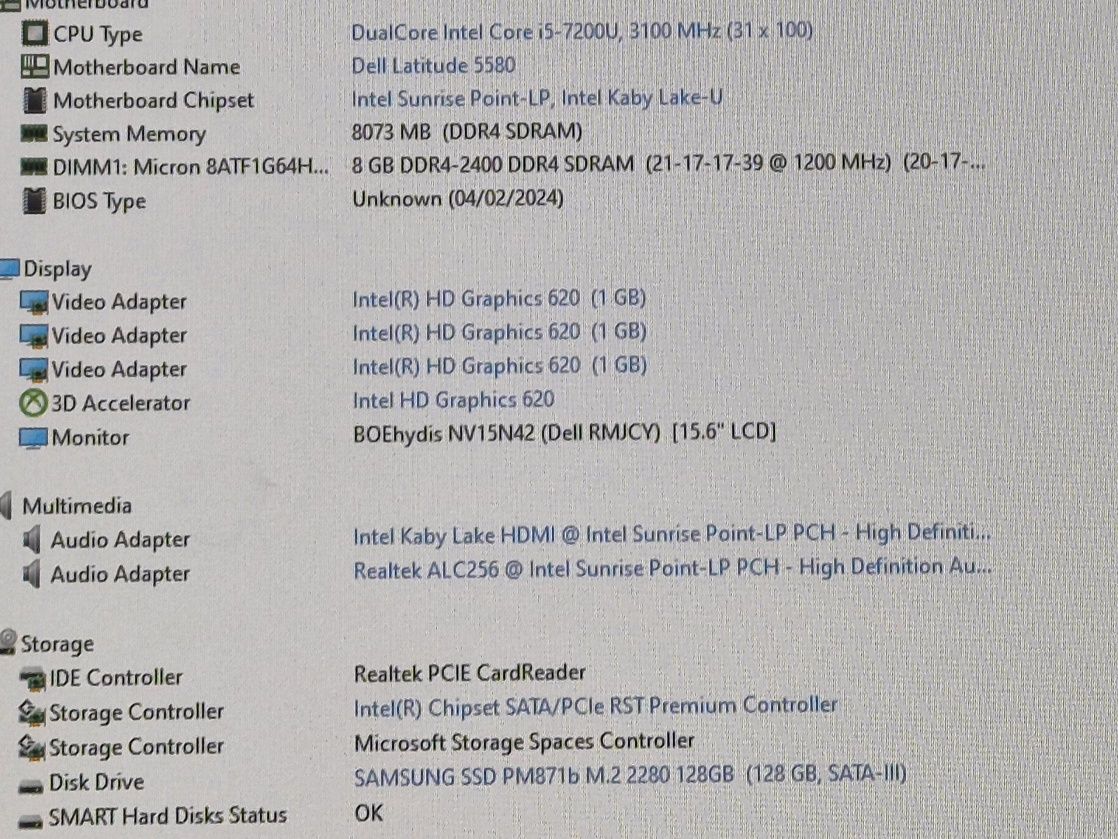 vand laptop Dell Latitude 5580..15.6"FH..i5 7200..SIM 4G-GPS..8 Gb.Ssd