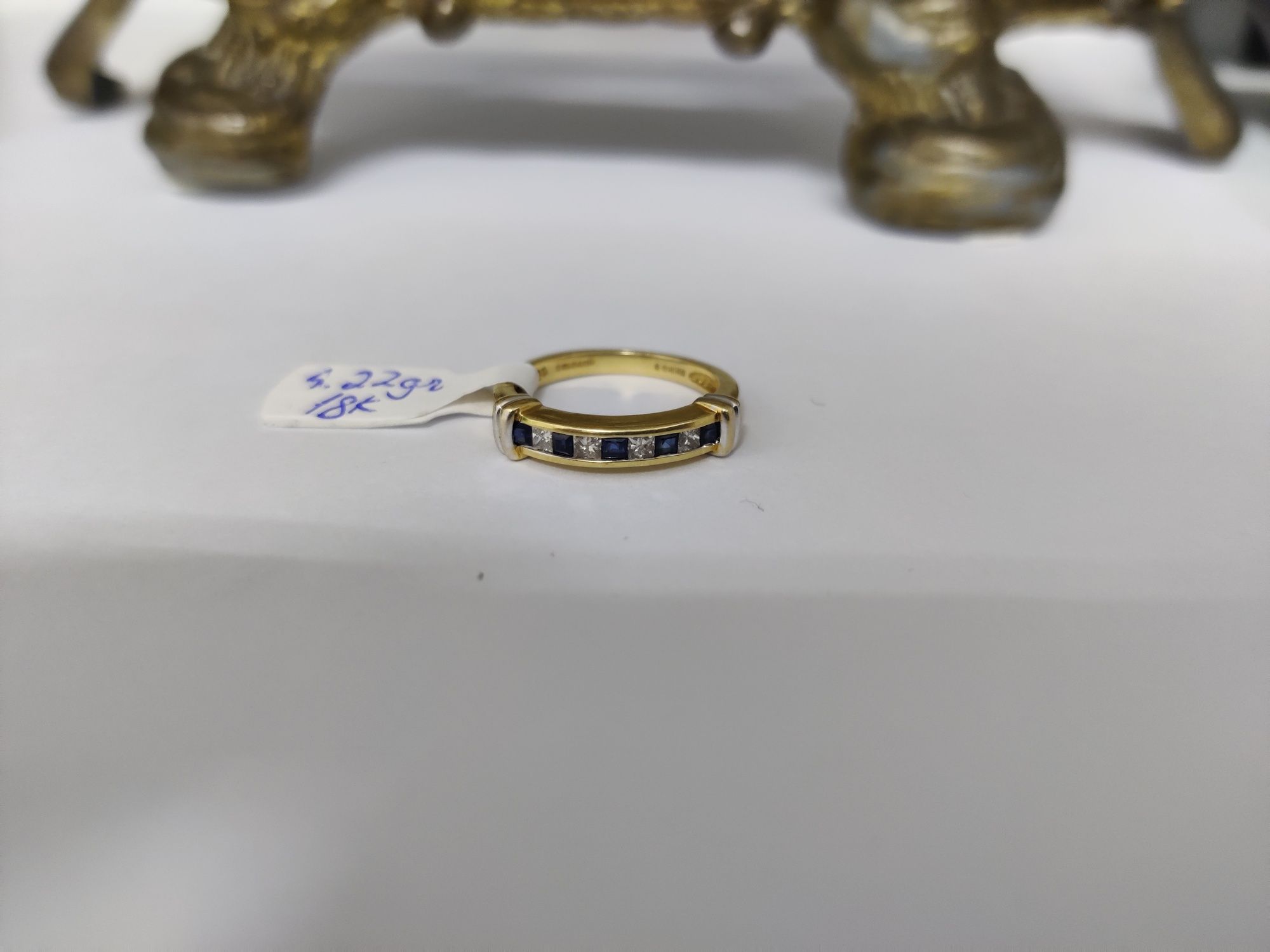 Inel de lux din aur 18k cu diamante și safire naturale (antikgemma)