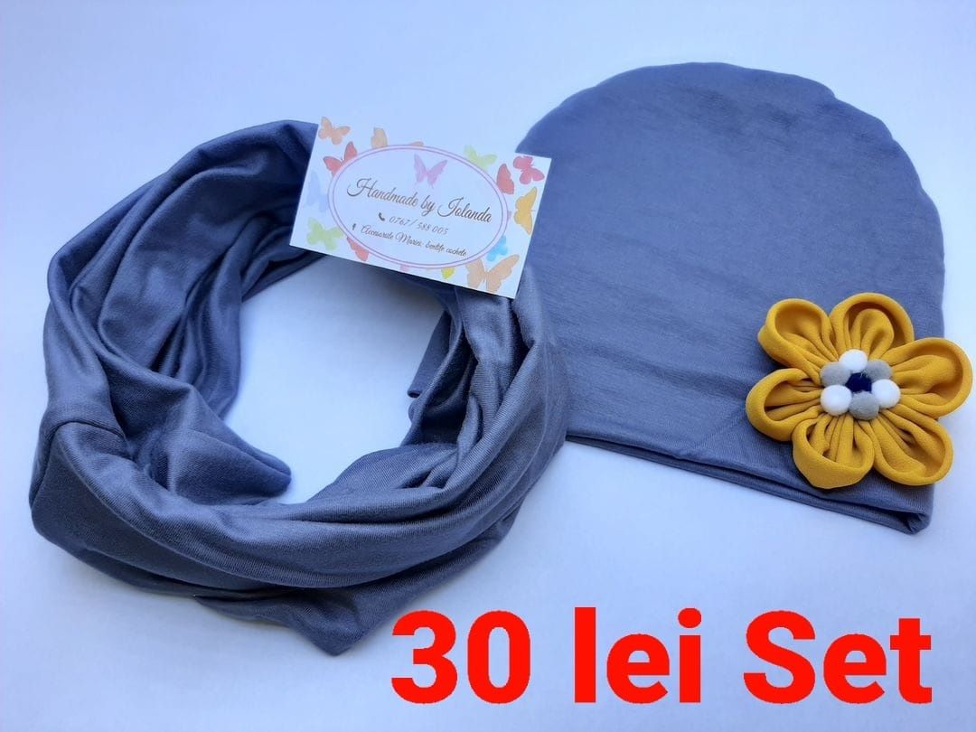 Set caciulita/fes și eșarfă fetite