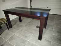 Masa din lemn masiv cu sticlă