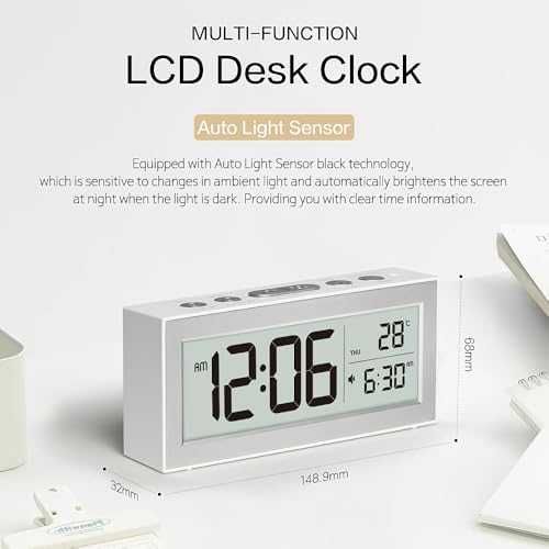 Нов LCD будилник Дигитален часовник с аларма, осветление и термометър