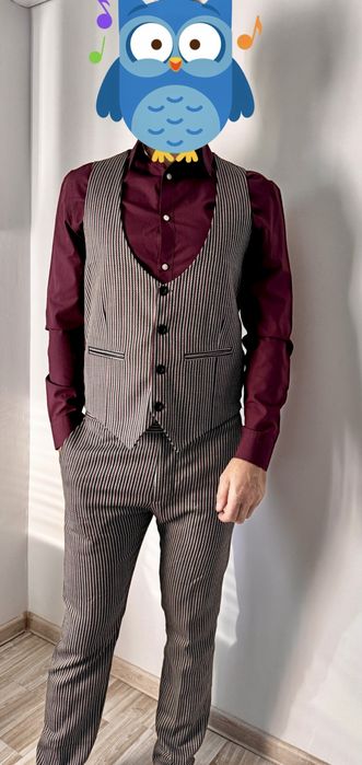 Pantaloni + vesta gri in carouri