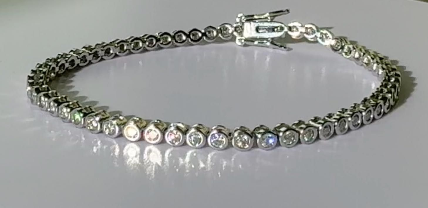 Нова сребърна тенис гривна с лаб. диаманти “Moissanite” (мойсанит)