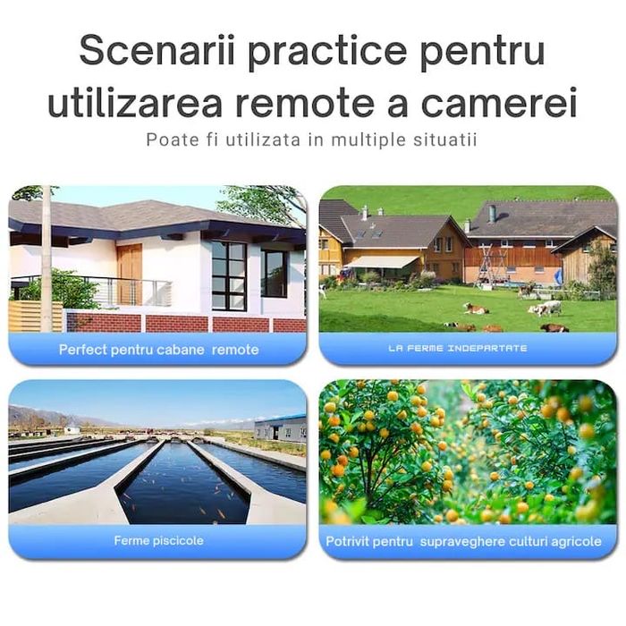 Camera supraveghere cu panou solar si cartela SIM 4G