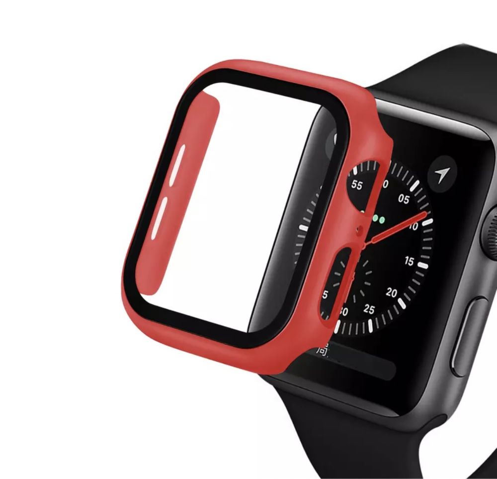 Husa / Carcasa Margine Silicon Geam Plastic Pentru Ceas Apple Watch