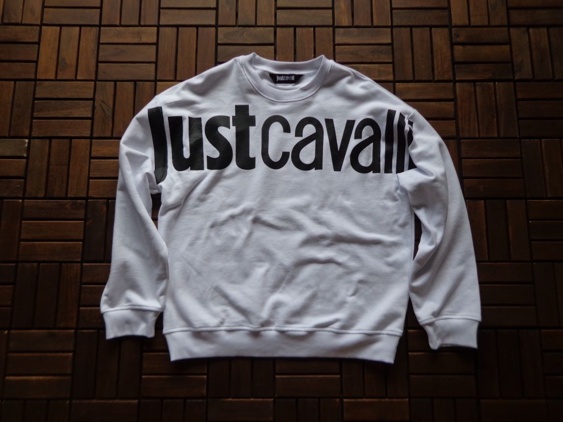 Мъжка блуза с дълъг ръкав Just Cavalli White Sweatshirt Oversize