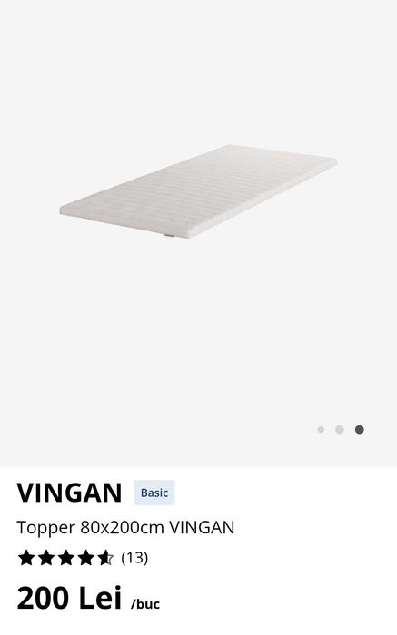 Topper VINGAN Jysk 80x200 cm