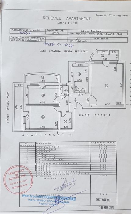 Apartament cu 3 camere decomandat