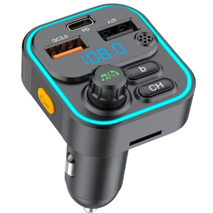 Modulator FM Bricheta NETSTAT® Bluetooth 5.3 QC3.0+PD20W RGB Negru