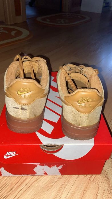 vand nike air force 1 bej, din piele de caprioara