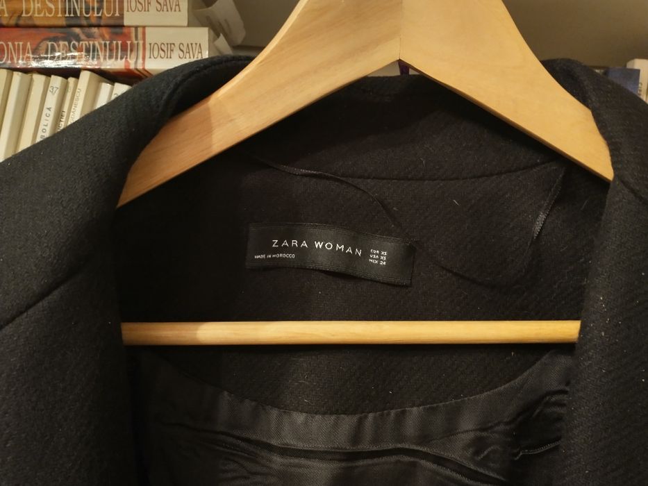 Pardesiu lână Zara Woman Lână 75% captusit supradimensionat cu cordon