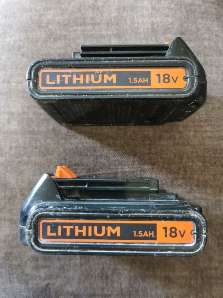 Продавам 2 броя батерии за винтоверт Black+Decker 18v, 1.5Ah.