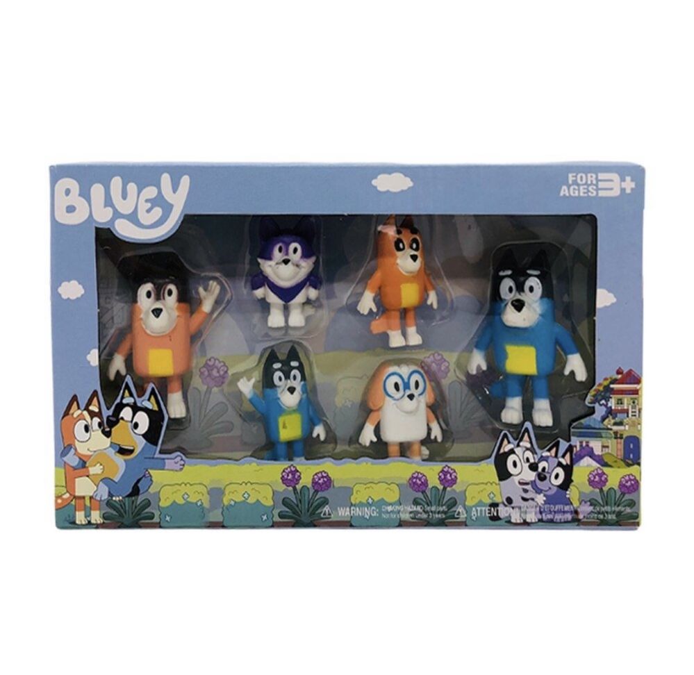 Комплект 6 броя Фигурки Блуи и Бинго, Bluey and Bingo фигурки за игра