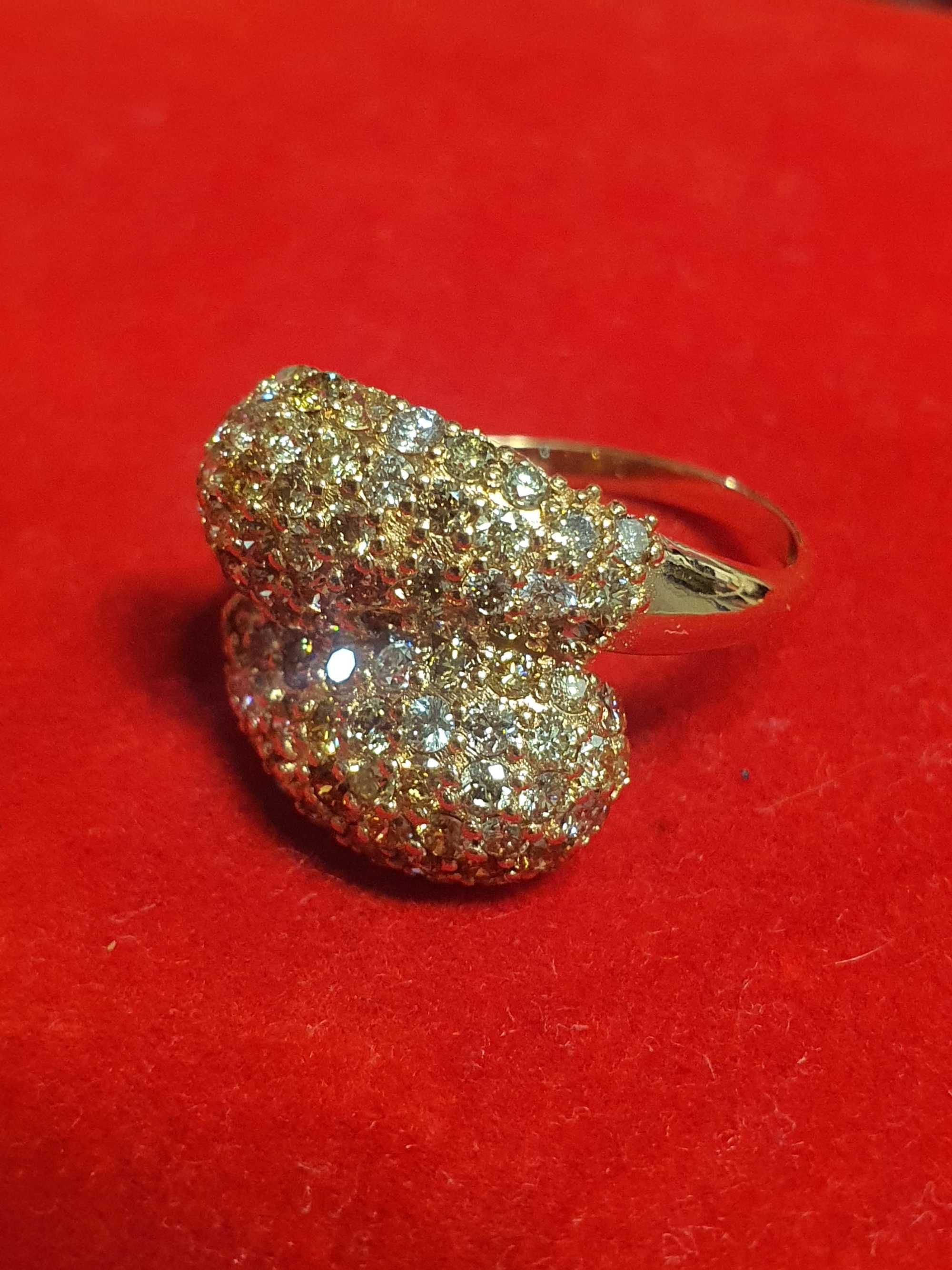 Inel Aur 14 kt cu Diamante naturale Fancy 1.94 ct