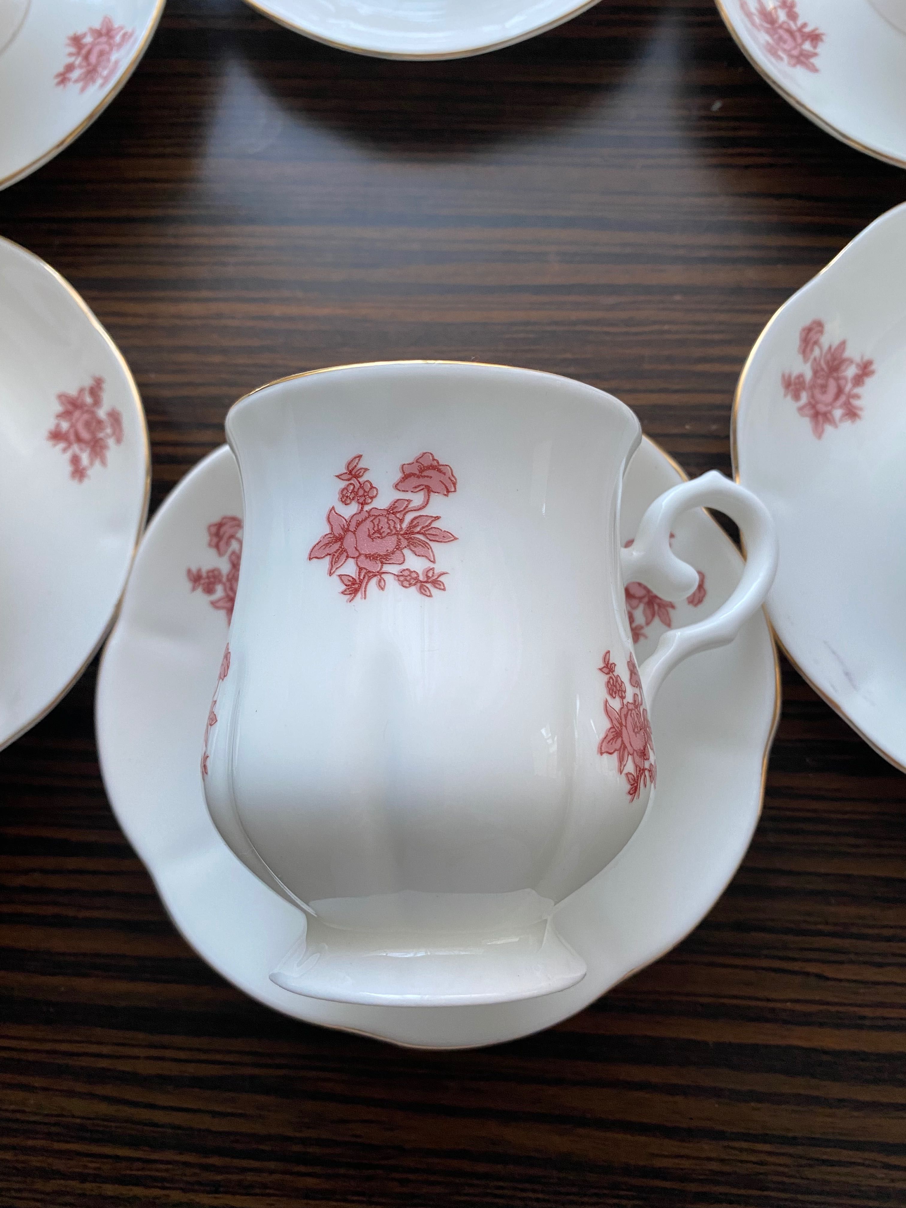 Serviciu ceai, cafea, ciocolata calda - Royal Bone China, aur - Nou