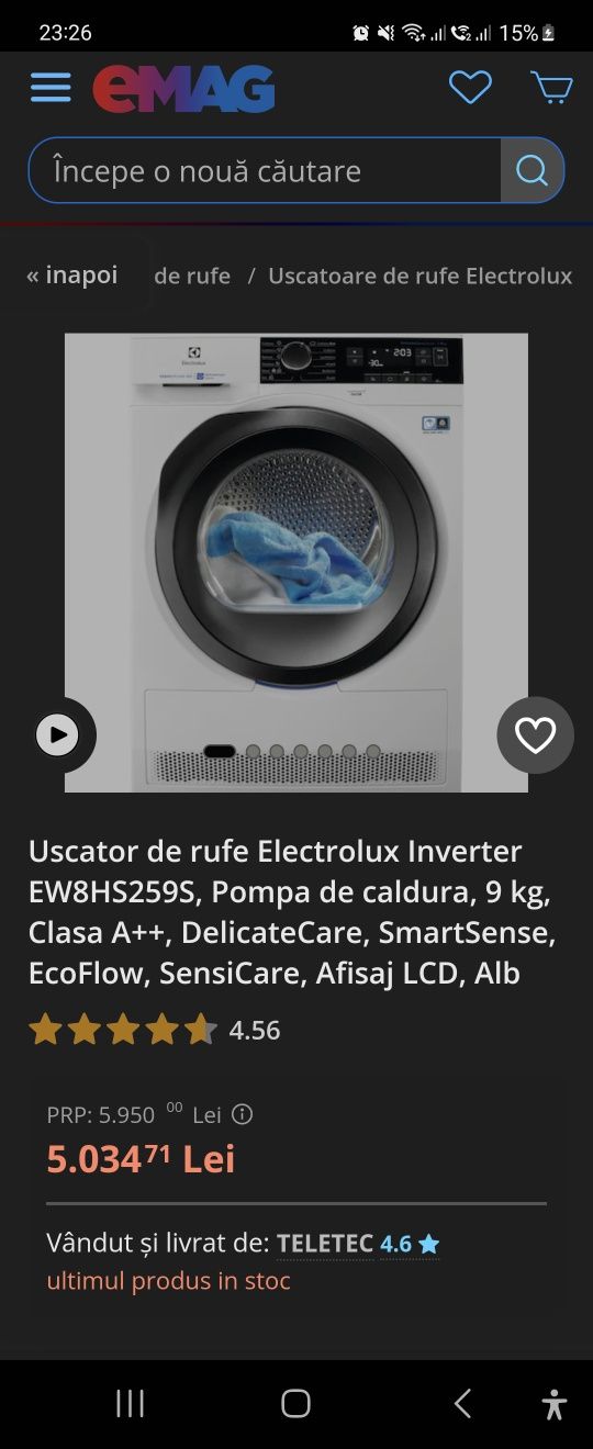 Uscator Electrolux