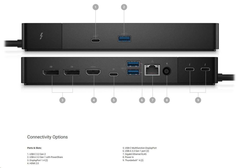 Docking Station Dell WD22TB4 - Thunderbolt 4 - adaptor 240W