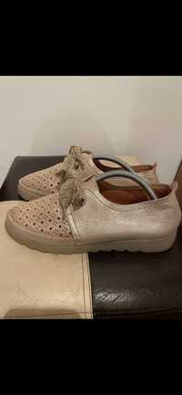 Espadrile piele bej sidefat