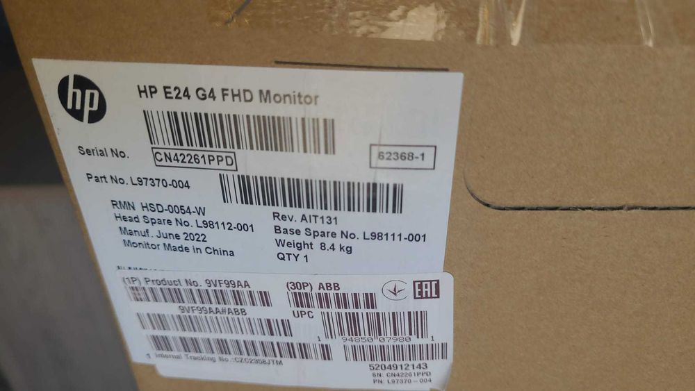 Monitor LED HP E-Display E24 G4, 24", Full HD, -noi , sigilate