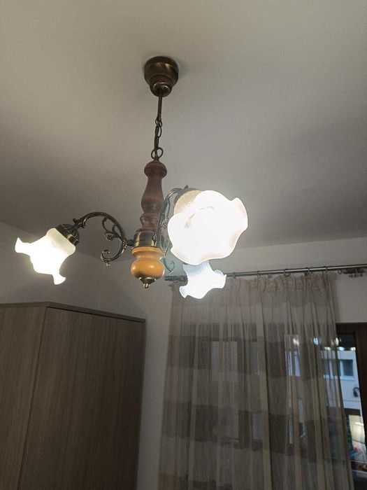 Candelabru cu 3 brate lemn/metal