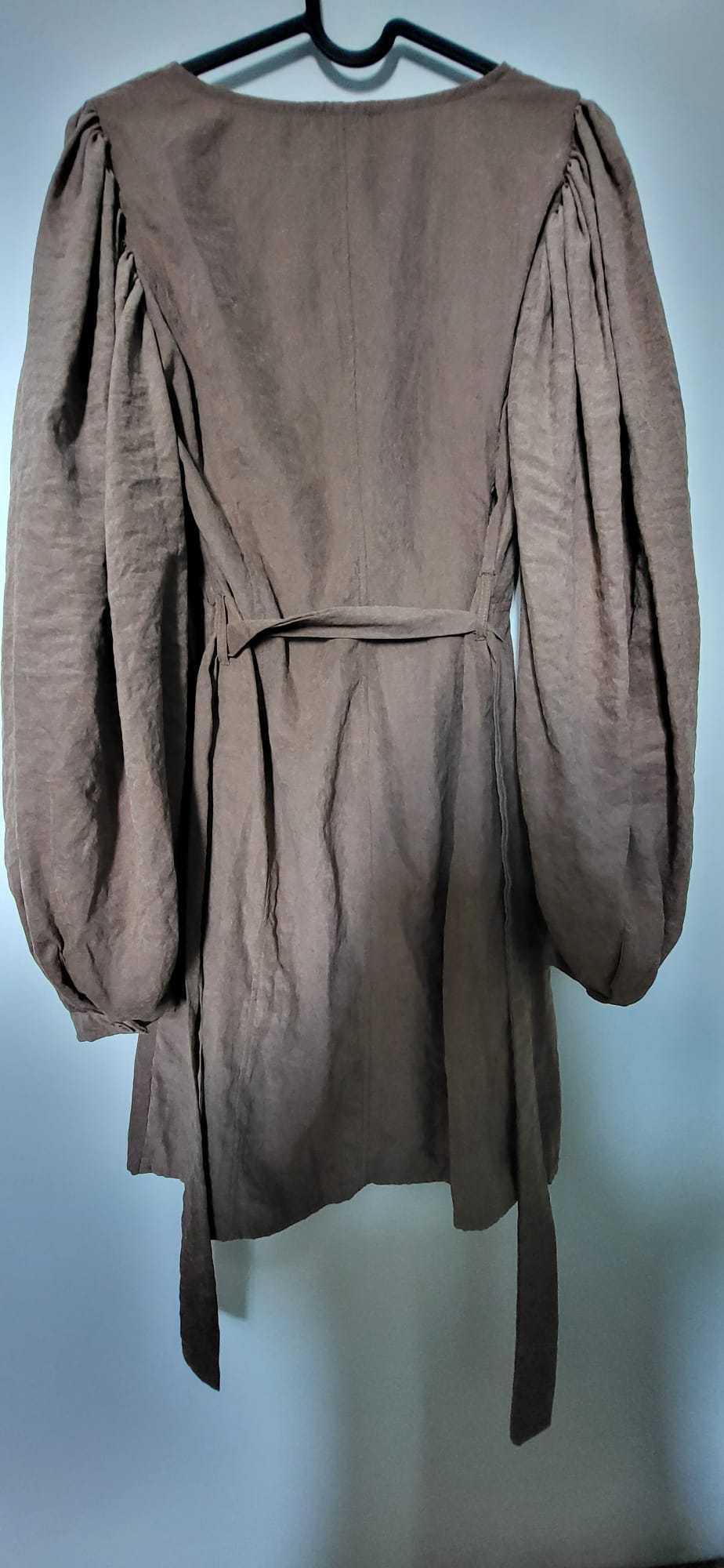 Rochie cu decolteu si maneci bufante NAKD Marimea 34 Culoare maro