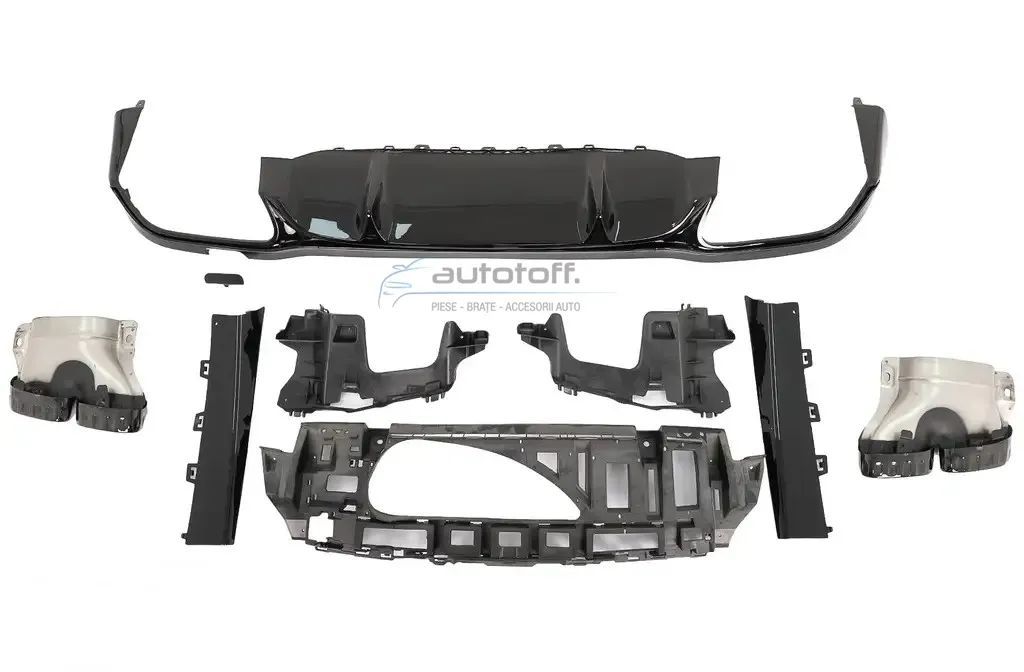 Difuzor Bara Spate compatibil cu Mercedes E-Class W213 Facelift Sedan (2016+) Negru Lucios