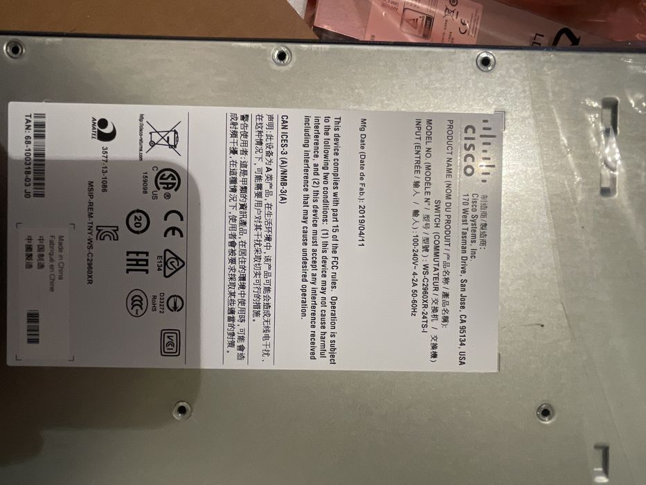 Управляемый коммутатор cisco 2 шт новый