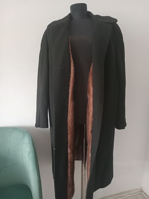 Palton din lână cu interior blana naturala