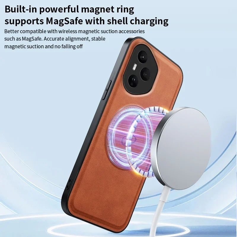 Honor 400 400 Pro / LEATHER MAGSAFE Кожен кейс гръб със стойка