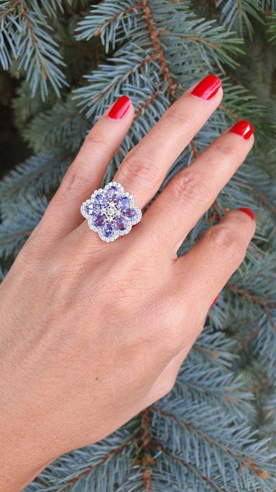 Inel Aur 14kt cu Tanzanite si Diamante Naturale