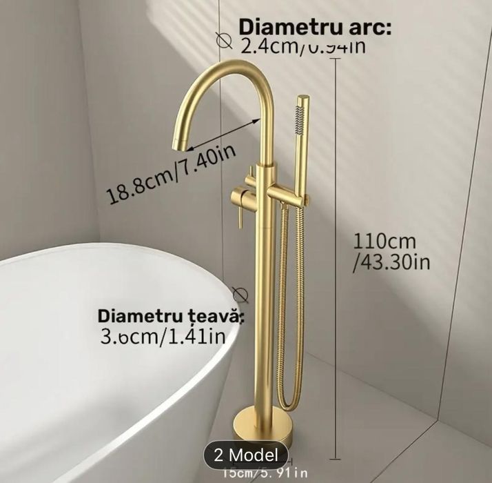 Baterie cada freestanding aurie argintie