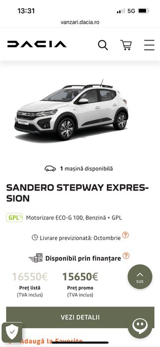 Dacia Sandero Stepway EcoG100 - noua, 2025