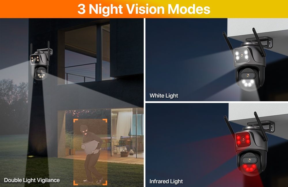 Camere video smart originale color noaptea AI calitate 4K cu 2 lentile