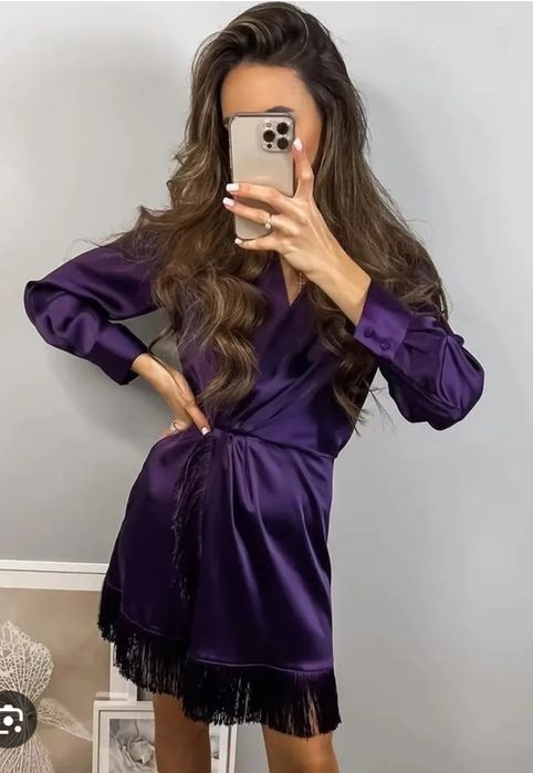 ZARA GLAMOROUS официална коприна рокля S