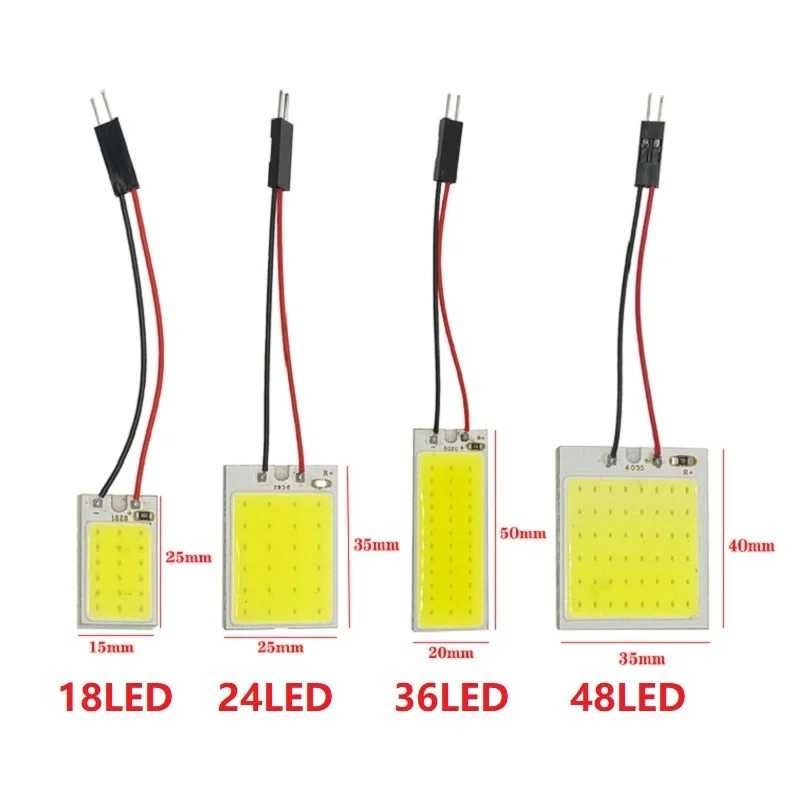 2buc Led Auto Pentru Interior 12v COB + Adaptoare