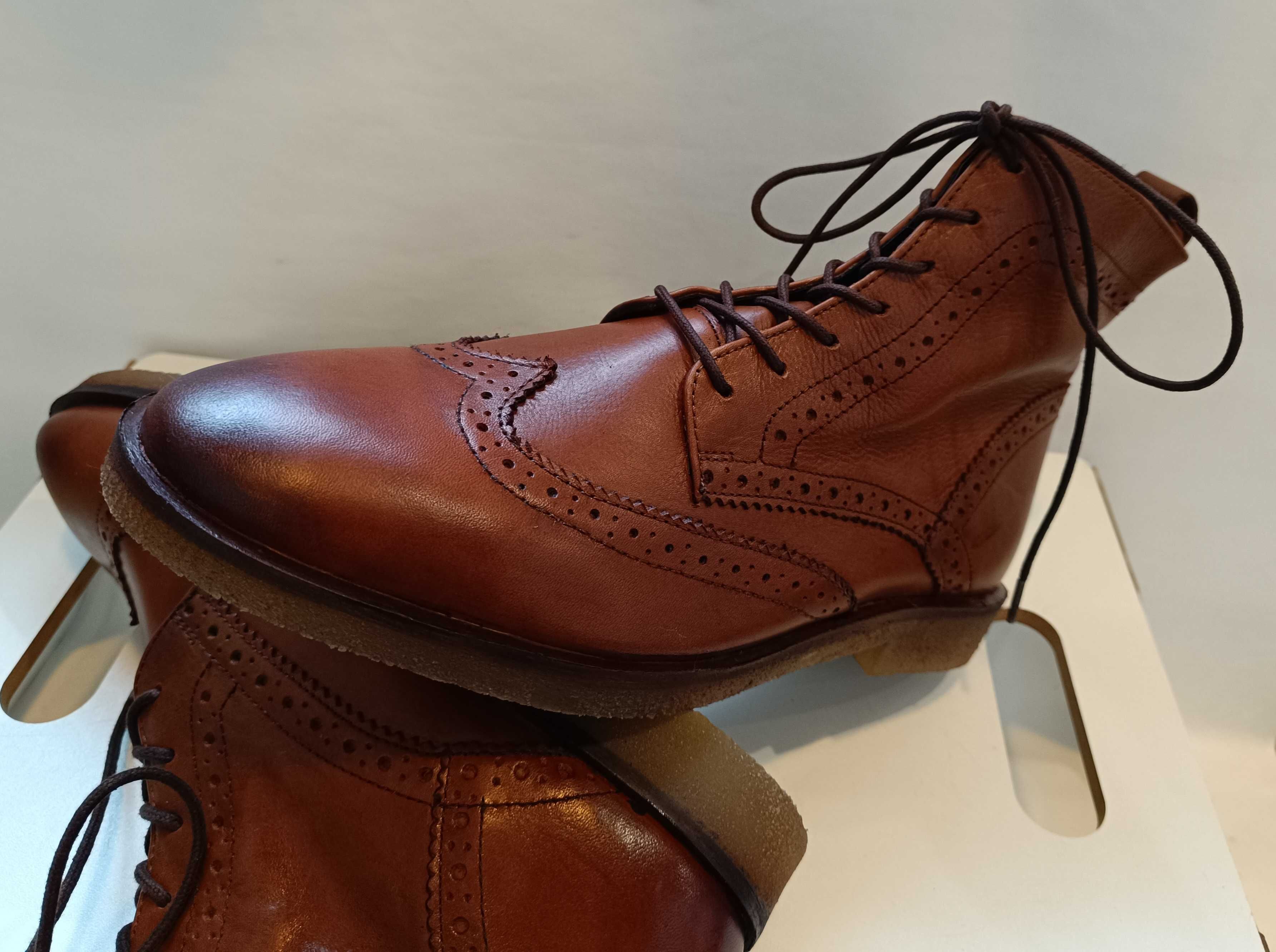 Ghete lace up 40 brogue premium ASOS piele naturala moale