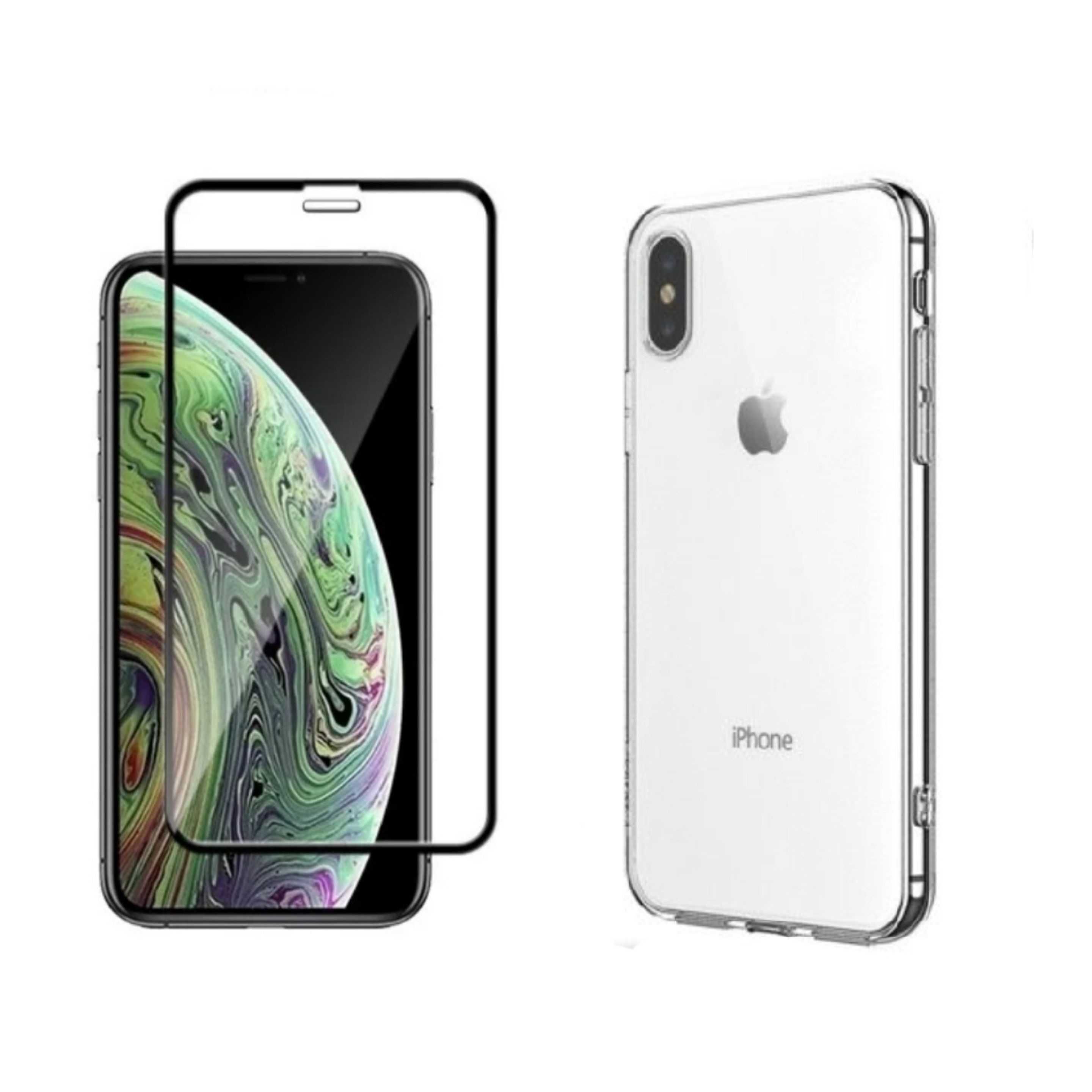 Set iphone XS Max - Folie de Sticla Full + Husa Slim transparenta