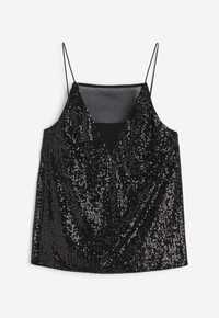 Блуза/ Черен топ H&M, потник с пайети, сатенен потник НМ, камъчета