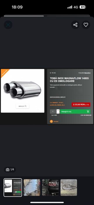 Vând toba finala sport universal de la magnaflow