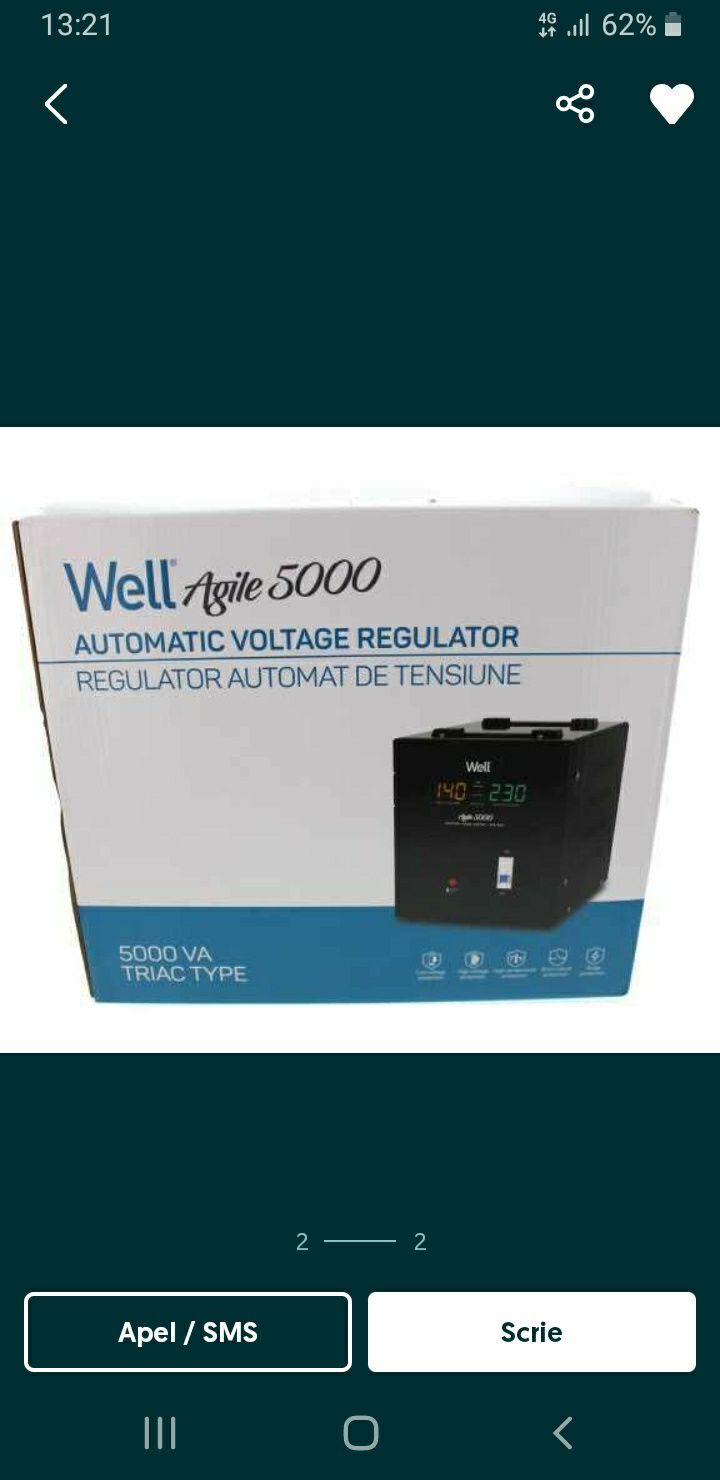 Stabilizator de tensiune well triac 5000va