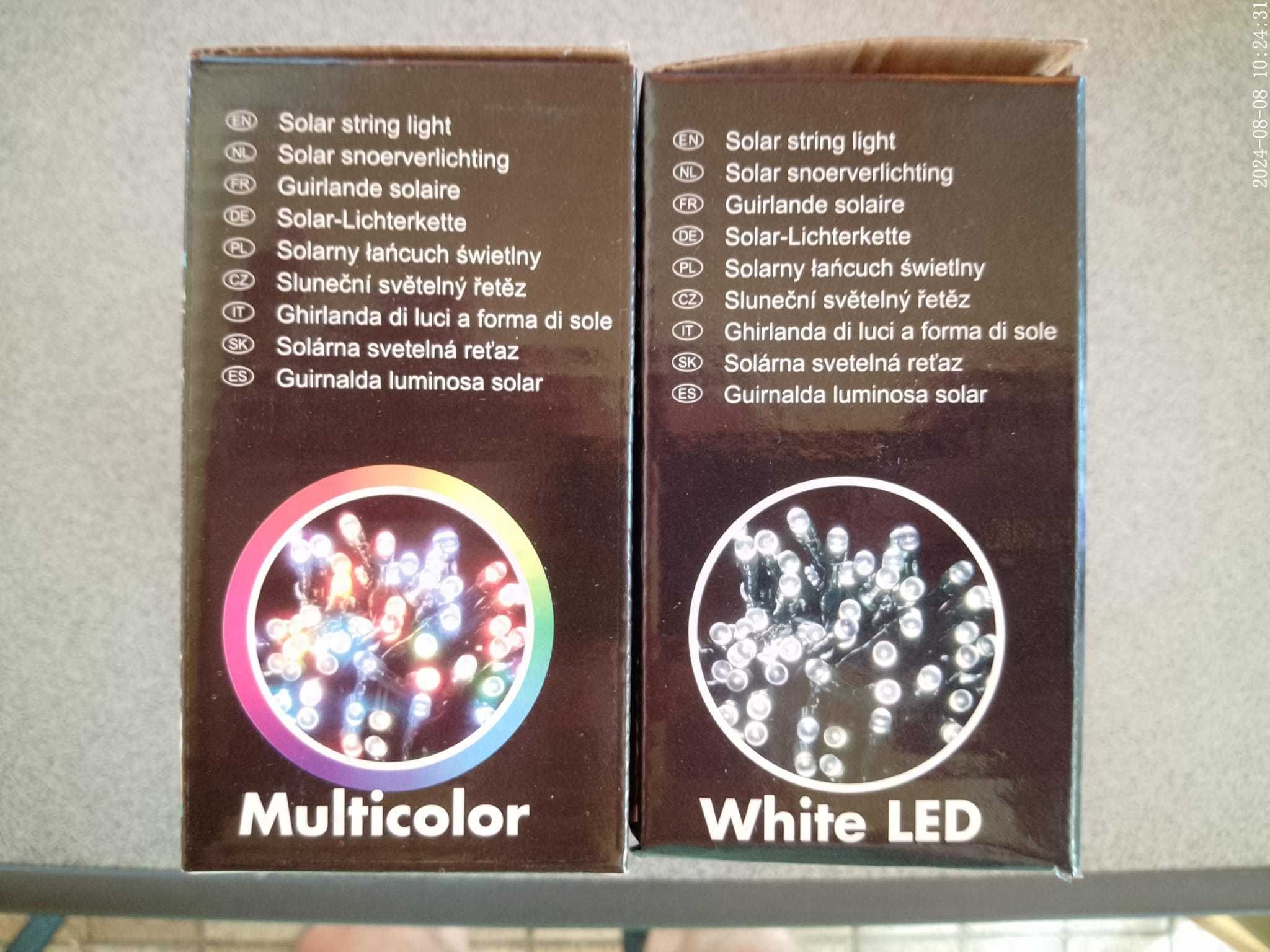 Ghirlanda solara 50 led-uri, lumina alba sau multicolora