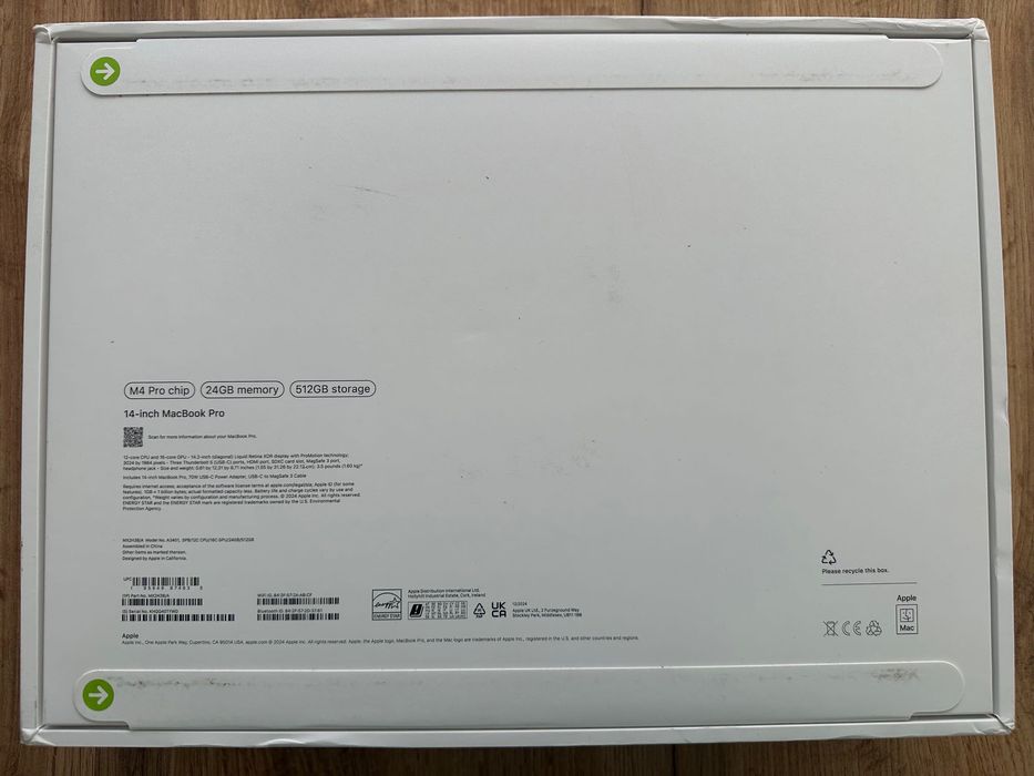 ЧИСТО НОВ MacBook Pro 14" M4 PRO Chip 12-CPU/16-GPU/24RAM/512SSD