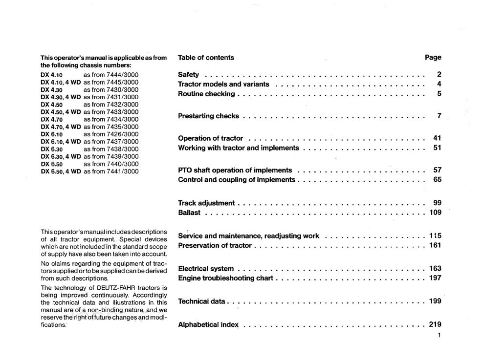 Manual service tractor deutz DX 4.10, DX 4.50, DX 4.70, DX6.50