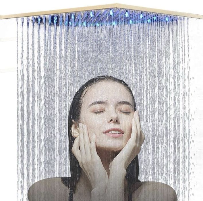 JUNSOTTOR Cap de duș cu LED de 16" cu efect de ploaie