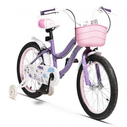 Bicicleta Copii Rich Baby,5-7 ani, Roti 18Inch, Roti Ajutatoare cu LED