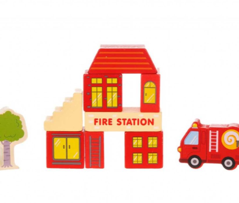 Комплект конструктор с дървени блокчета в кофа, 120 части