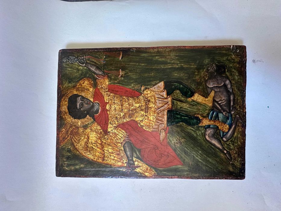 Icoană pe lemn „Sfântul Arhanghel Mihail”, șc. ruseacă, sec. XVIII-XIX